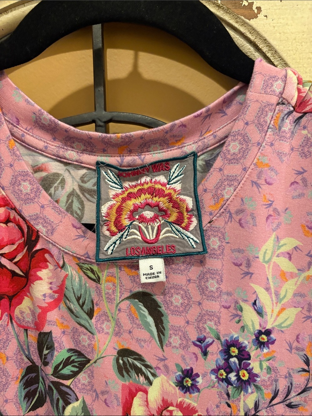 Johnny Was Pink Floral Short Sleeve Blouse - Picture 2 of 5